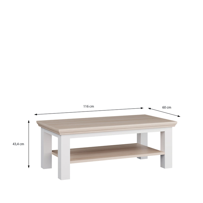 Pontypool Large Rectangular Coffee Table with Shelf in White and Riva Oak – image 7