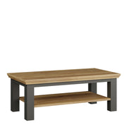Pontypool Large Rectangular Coffee Table with Shelf in Grey and Mauvella Oak – image 1