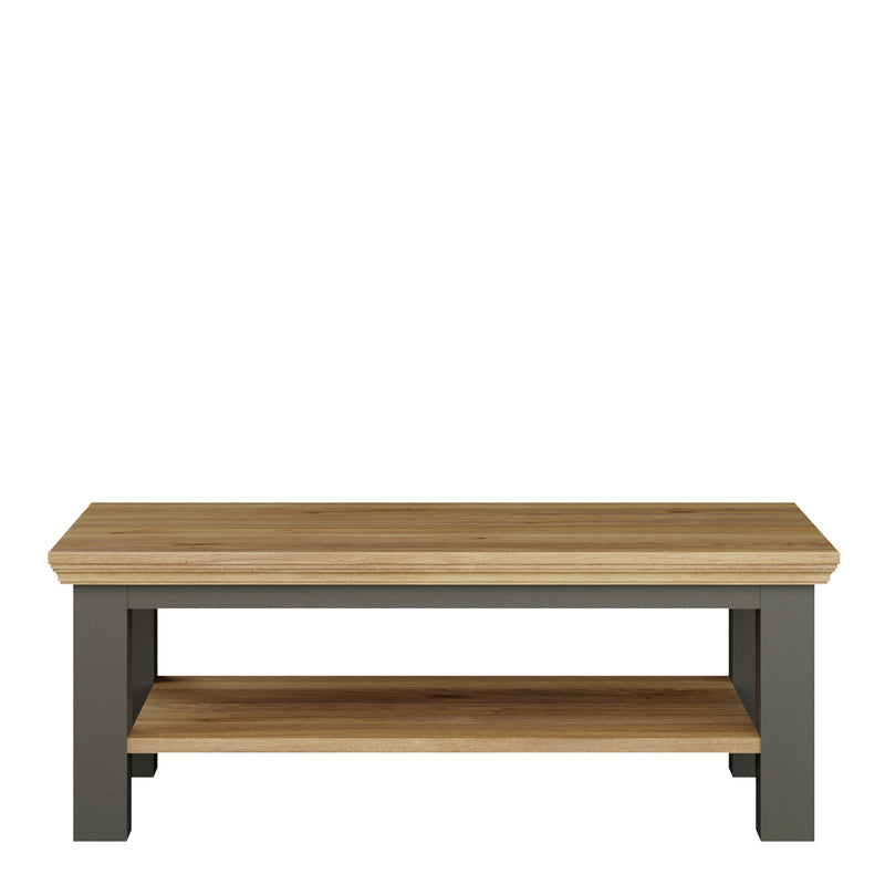 Pontypool Large Rectangular Coffee Table with Shelf in Grey and Mauvella Oak – image 2