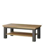 Pontypool Large Rectangular Coffee Table with Shelf in Grey and Mauvella Oak – image 3