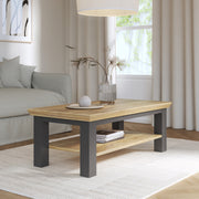 Pontypool Large Rectangular Coffee Table with Shelf in Grey and Mauvella Oak – image 4