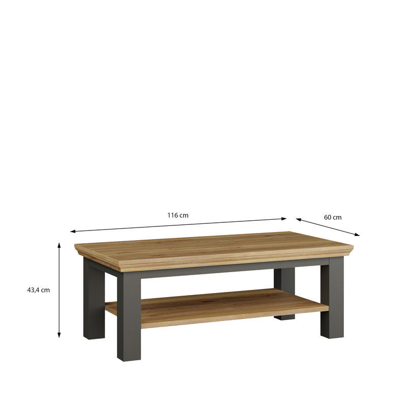 Pontypool Large Rectangular Coffee Table with Shelf in Grey and Mauvella Oak – image 7
