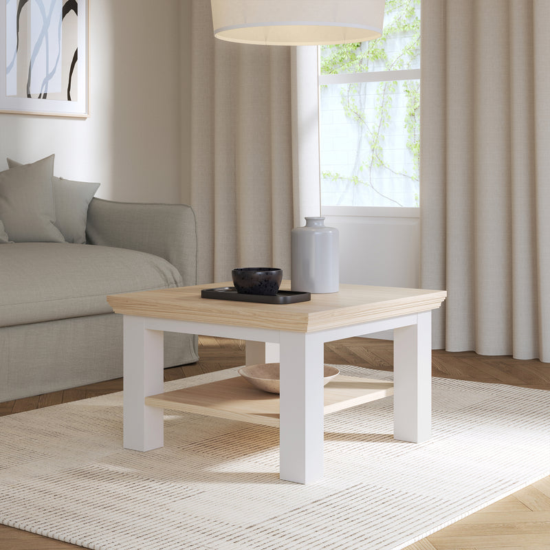 Pontypool Small Coffee Table with Shelf in White and Riva Oak – image 4