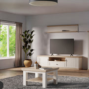 Pontypool Small Coffee Table with Shelf in White and Riva Oak – image 5