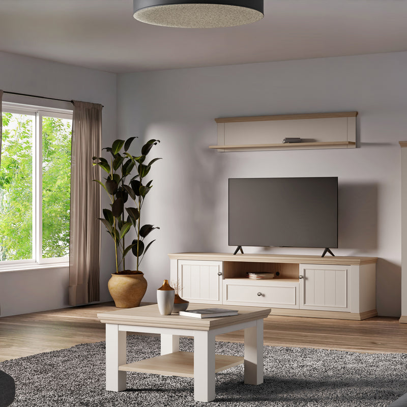 Pontypool Small Coffee Table with Shelf in White and Riva Oak – image 5