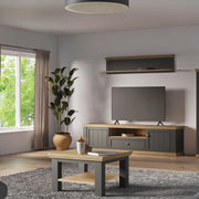 Pontypool Small Coffee Table with Shelf in Wolfram Grey and Mauvella Oak – image 5