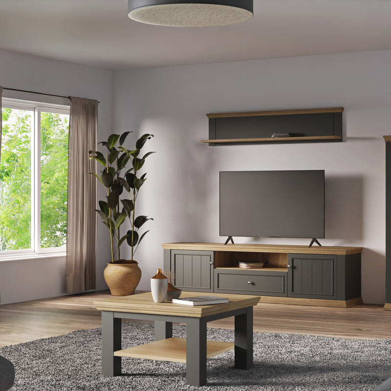 Pontypool Small Coffee Table with Shelf in Wolfram Grey and Mauvella Oak – image 5
