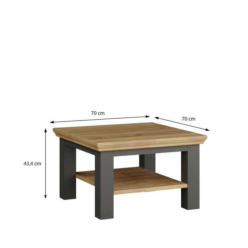 Pontypool Small Coffee Table with Shelf in Wolfram Grey and Mauvella Oak – image 7