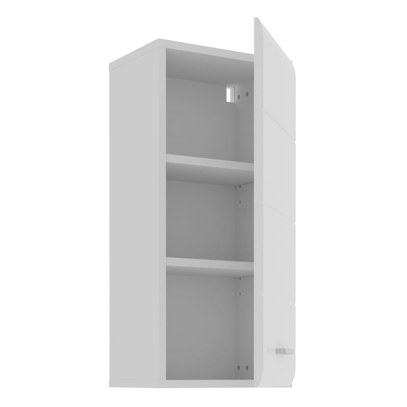 Ice Cave Hanging Storage Cupboard with 1 Door & Silver Handle in White with White Gloss Door – image 3
