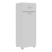 Ice Cave Bathroom Storage Cupboard with 1 Door & 1 Drawer with Silver Handles in White with White High Gloss Door – image 1