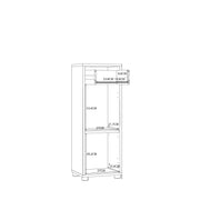 Ice Cave Bathroom Storage Cupboard with 1 Door & 1 Drawer with Silver Handles in White with White High Gloss Door – image 10