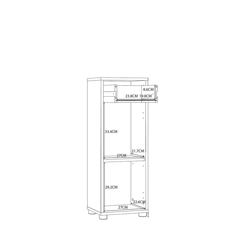 Ice Cave Bathroom Storage Cupboard with 1 Door & 1 Drawer with Silver Handles in White with White High Gloss Door – image 10