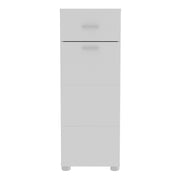 Ice Cave Bathroom Storage Cupboard with 1 Door & 1 Drawer with Silver Handles in White with White High Gloss Door – image 2