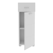 Ice Cave Bathroom Storage Cupboard with 1 Door & 1 Drawer with Silver Handles in White with White High Gloss Door – image 4