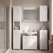 Ice Cave Bathroom Storage Cupboard with 1 Door & 1 Drawer with Silver Handles in White with White High Gloss Door – image 6