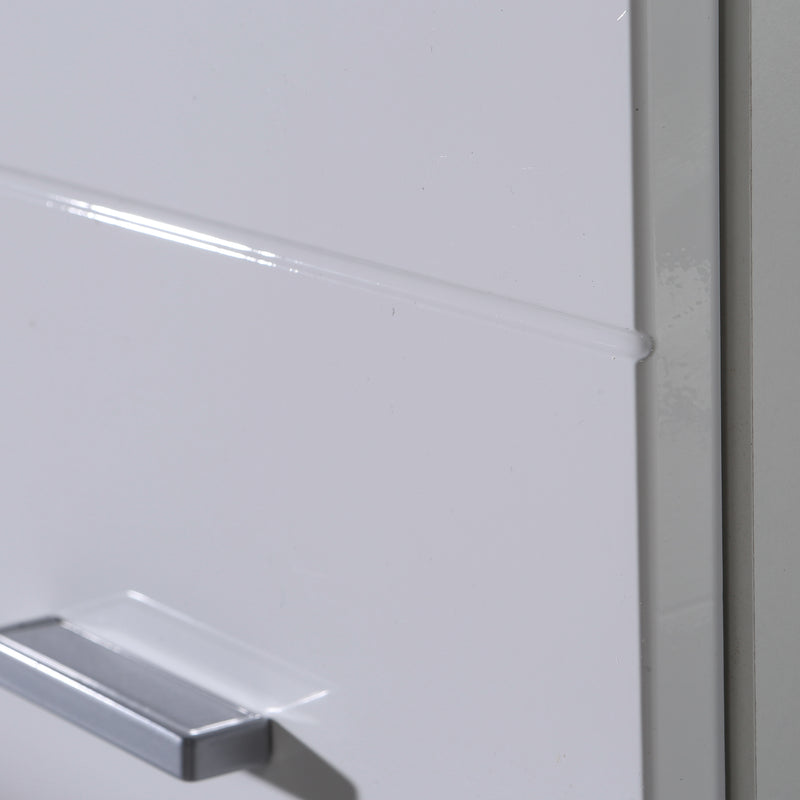 Ice Cave Bathroom Storage Cupboard with 1 Door & 1 Drawer with Silver Handles in White with White High Gloss Door – image 7