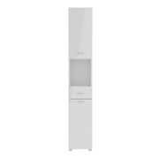 Ice Cave Narrow Bathroom Storage Cabinet with 2 Doors & 1 Drawer with Silver Handles in White with White High Gloss Fronts – image 2