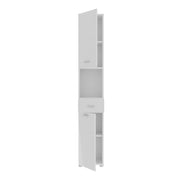 Ice Cave Narrow Bathroom Storage Cabinet with 2 Doors & 1 Drawer with Silver Handles in White with White High Gloss Fronts – image 4