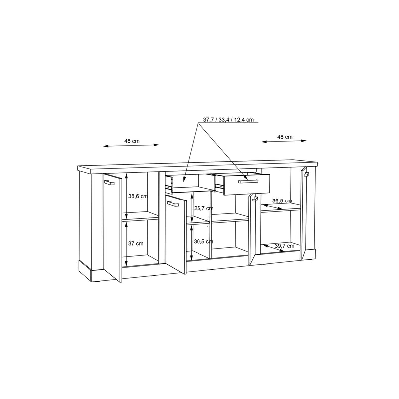 Corona 4 Door 2 Drawer Sideboard in Artisan Oak – image 10