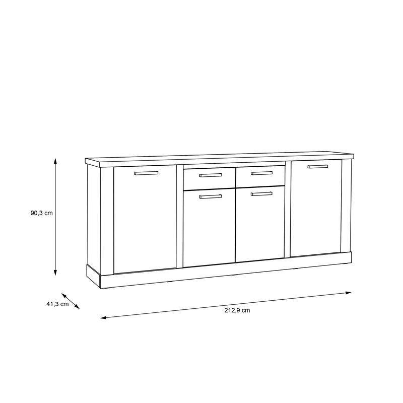 Corona 4 Door 2 Drawer Sideboard in Artisan Oak – image 9