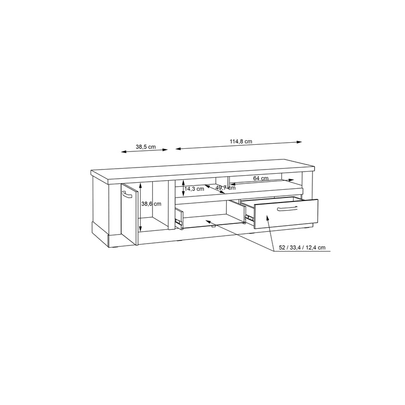 Corona 2 Drawer 1 Door Coffee TV Unit in Artisan Oak – image 11