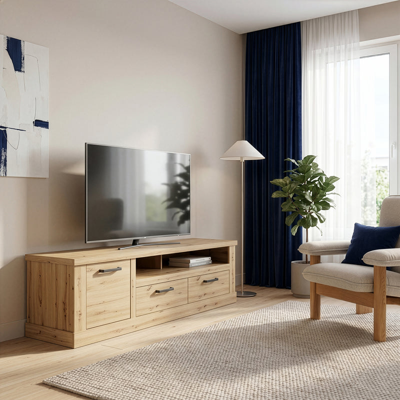 Corona 2 Drawer 1 Door Coffee TV Unit in Artisan Oak – image 5