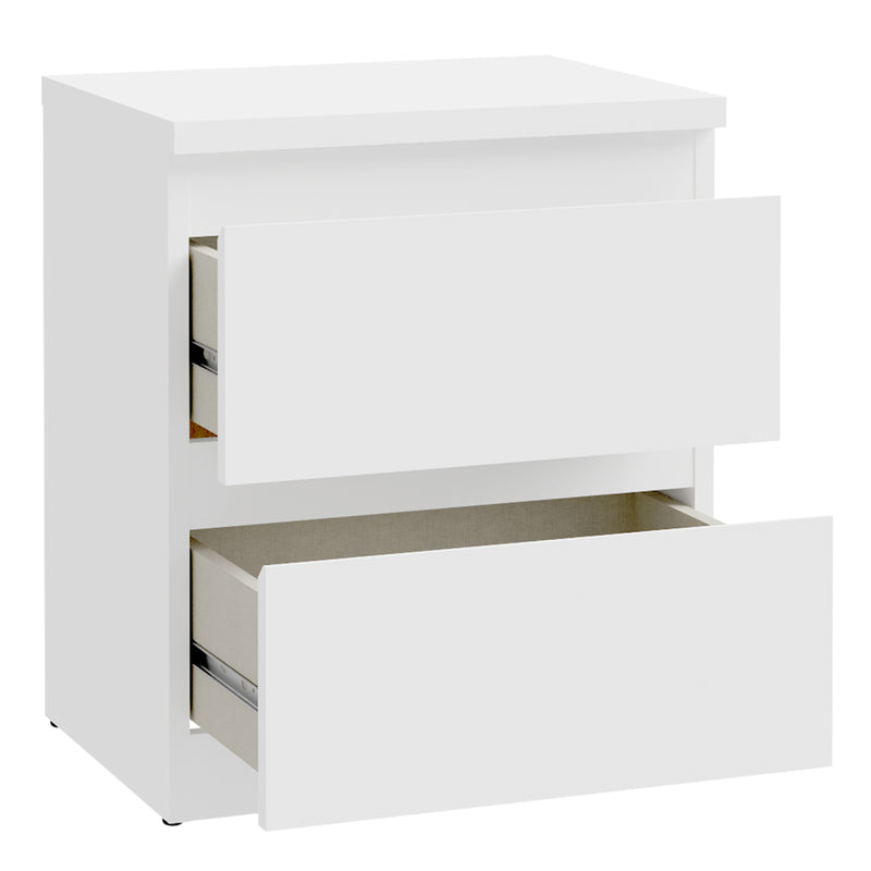 Edmore 2 Drawer Bedside Table in White – image 4