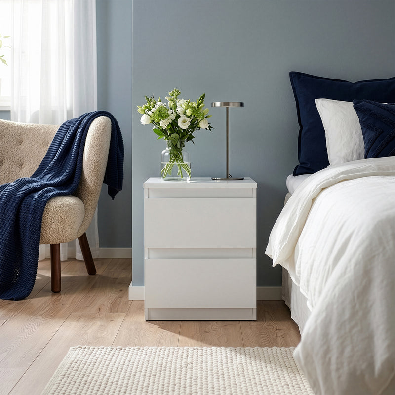 Edmore 2 Drawer Bedside Table in White – image 6