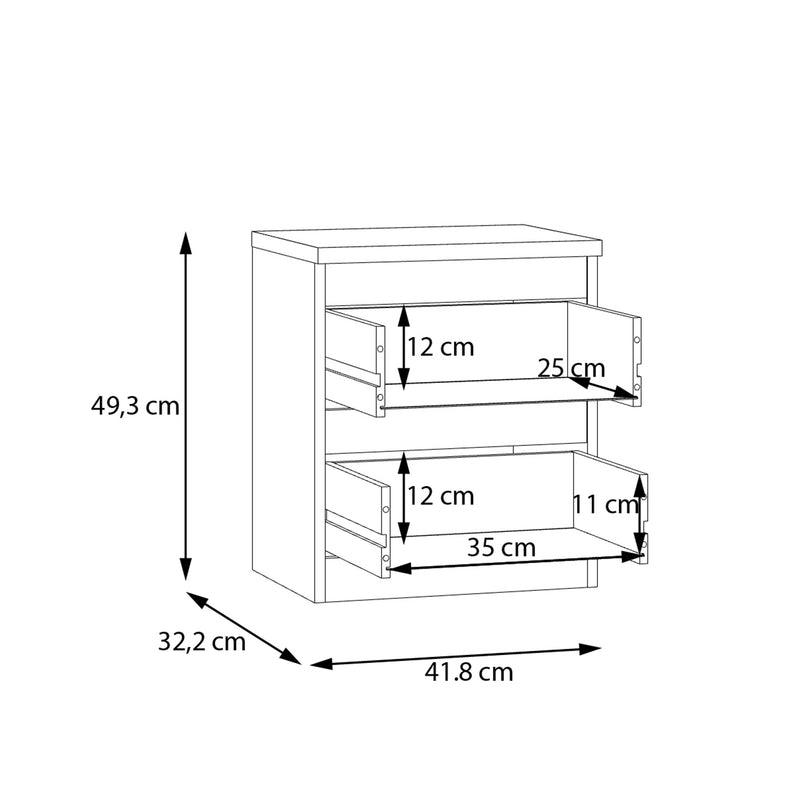 Edmore 2 Drawer Bedside Table in Sonoma Oak – image 10