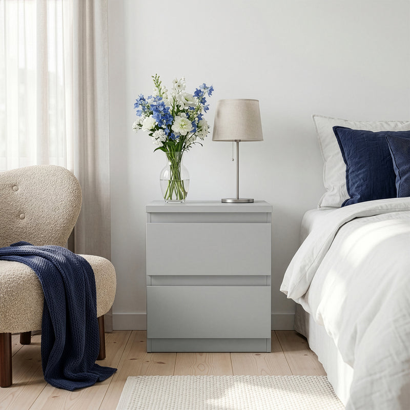 Edmore 2 Drawer Bedside Table in Light Grey – image 6
