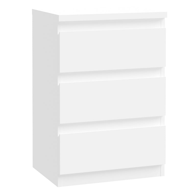 Edmore 3 Drawer Bedside Chest in White – image 1