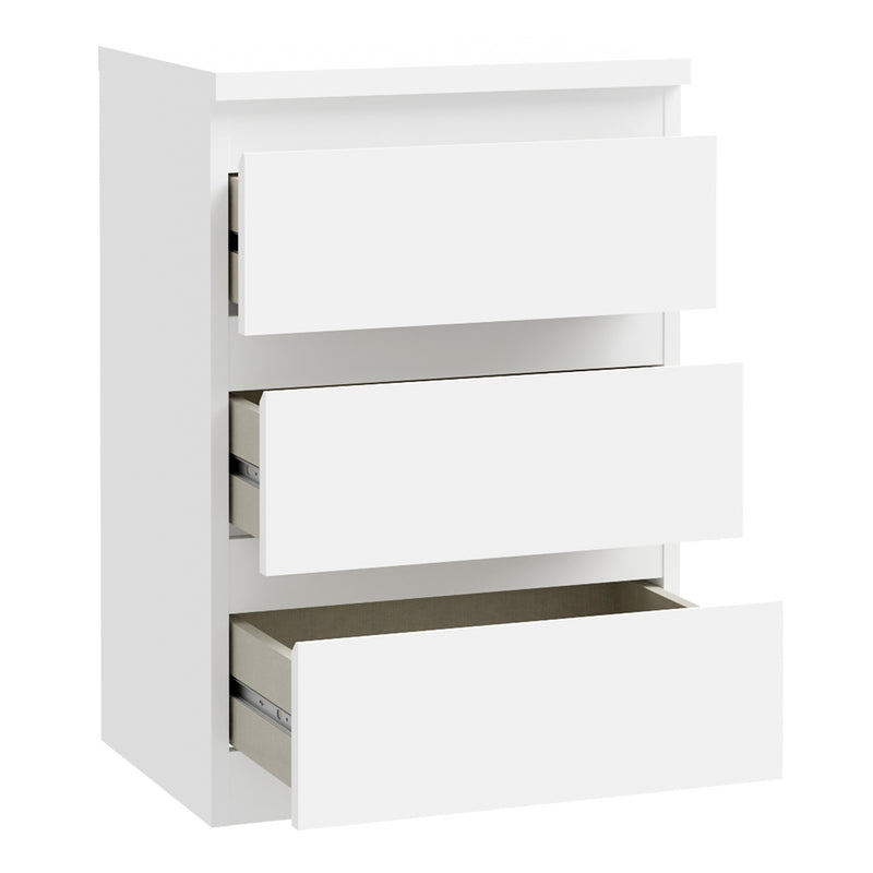 Edmore 3 Drawer Bedside Chest in White – image 4