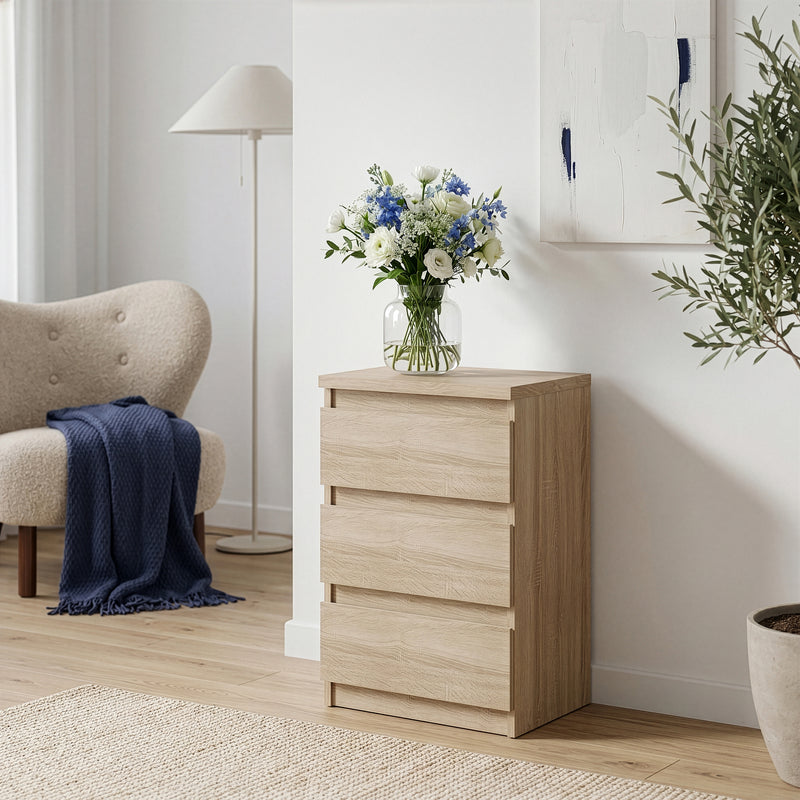Edmore 3 Drawer Bedside Chest in Sonoma Oak – image 6