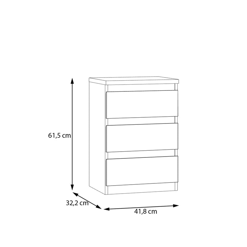 Edmore 3 Drawer Bedside Chest in Sonoma Oak – image 9