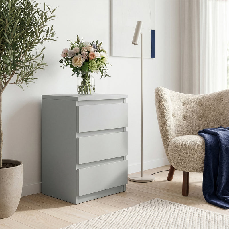 Edmore 3 Drawer Bedside Chest in Light Grey – image 6