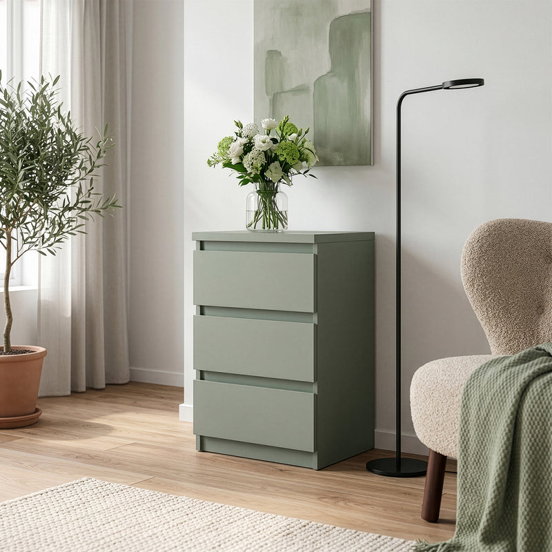 Edmore 3 Drawer Bedside Chest in Sage Green – image 6