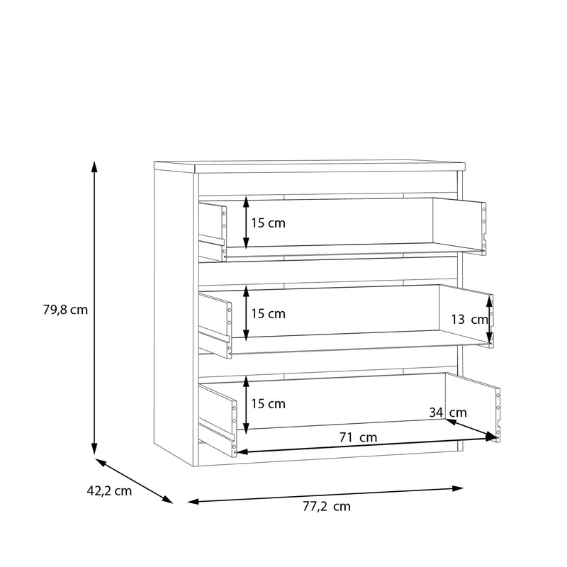 Edmore 3 Drawer Chest in White – image 10