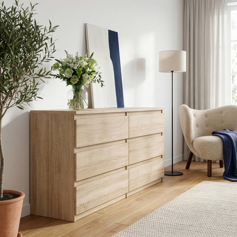Edmore 6 Drawer Wide Chest in Sonoma Oak – image 6