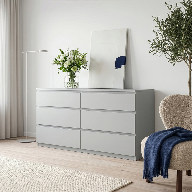Edmore 6 Drawer Wide Chest in Light Grey – image 6