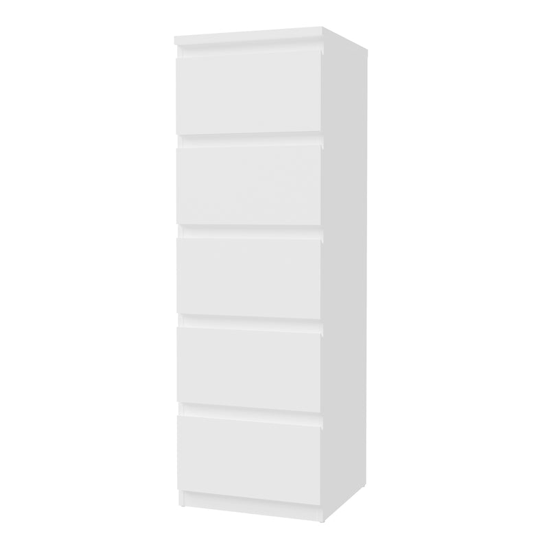 Edmore 5 Drawer Tall Narrow Chest in White – image 3