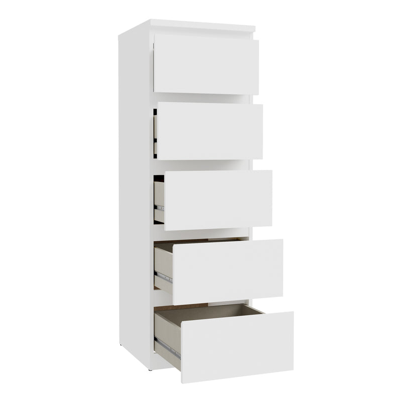 Edmore 5 Drawer Tall Narrow Chest in White – image 4