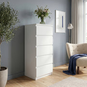 Edmore 5 Drawer Tall Narrow Chest in White – image 6