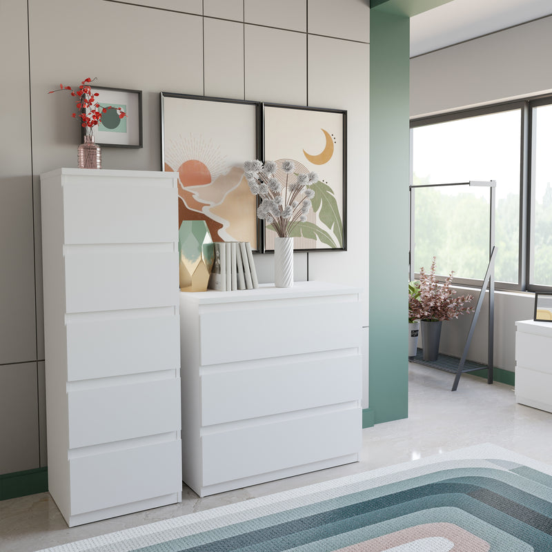 Edmore 5 Drawer Tall Narrow Chest in White – image 7