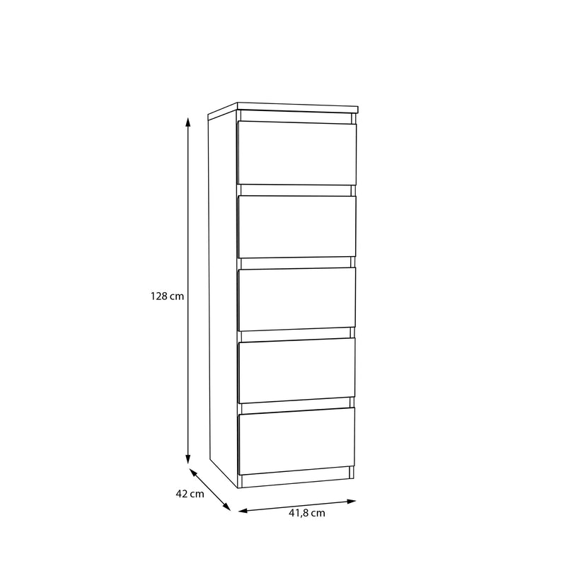 Edmore 5 Drawer Tall Narrow Chest in White – image 9