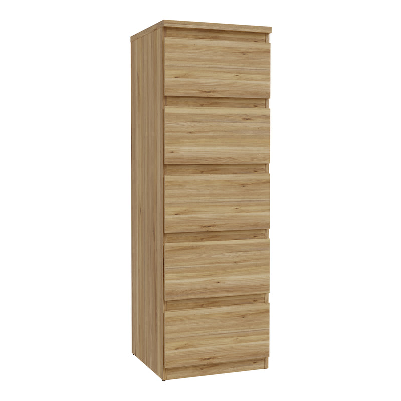 Edmore 5 Drawer Tall Narrow Chest in Mauvella Oak – image 1