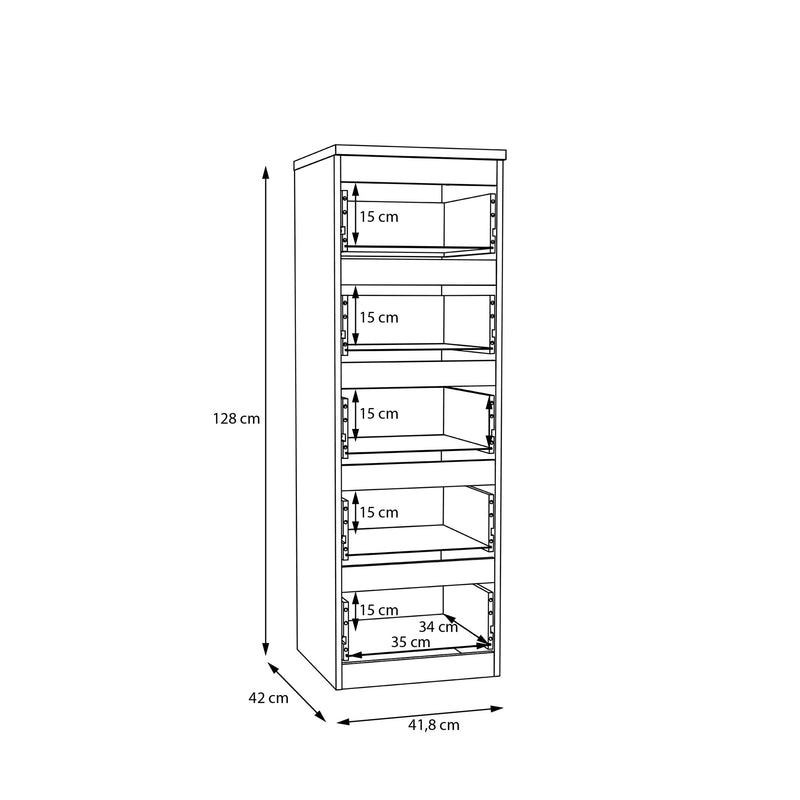 Edmore 5 Drawer Tall Narrow Chest in Mauvella Oak – image 10