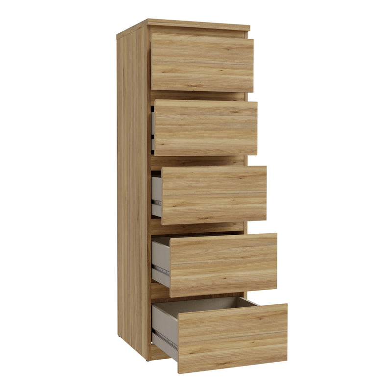 Edmore 5 Drawer Tall Narrow Chest in Mauvella Oak – image 4