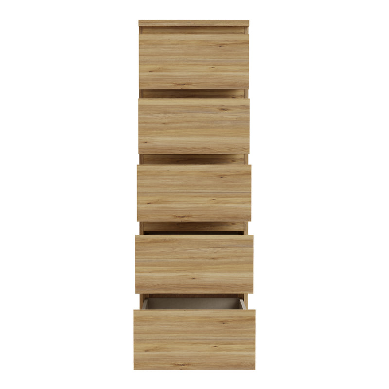 Edmore 5 Drawer Tall Narrow Chest in Mauvella Oak – image 5