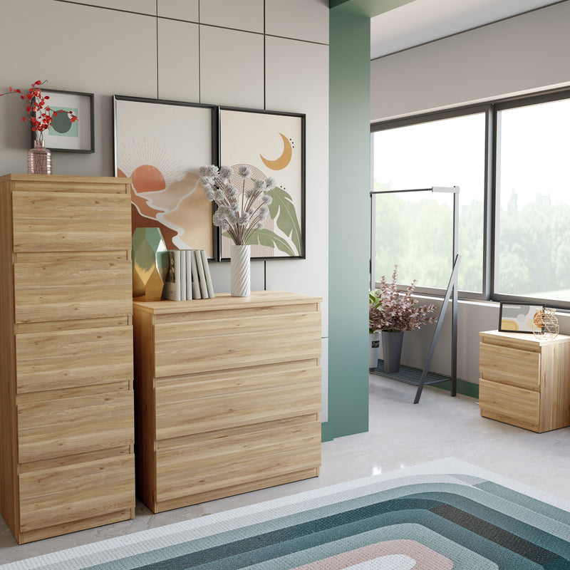 Edmore 5 Drawer Tall Narrow Chest in Mauvella Oak – image 7