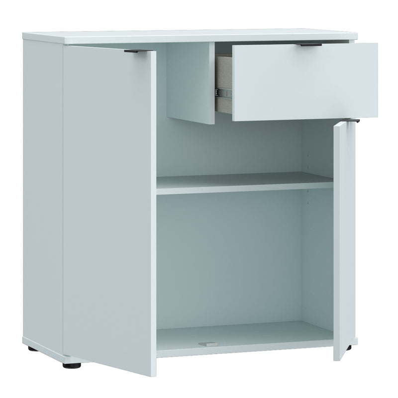 Ganymede 2 Door Cupboard with Drawer and Top Lip Detail in Light Grey – image 3